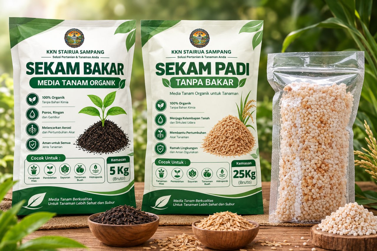 Produk UMKM sekam bakar dan sekam padi Desa Kolla
